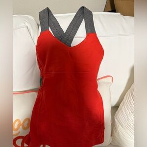 Lululemon Red and Gray Athletic Top